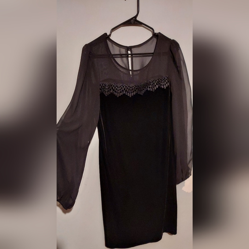 Vintage Y2K Whimsigoth Dress Velvet 10 Sheer Sleeve Gala Formal Party Cocktail